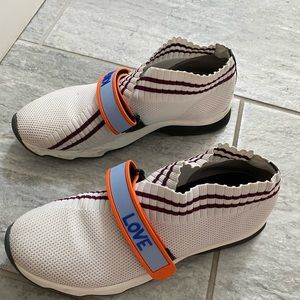 Women's Fendi white mesh love sneakers
